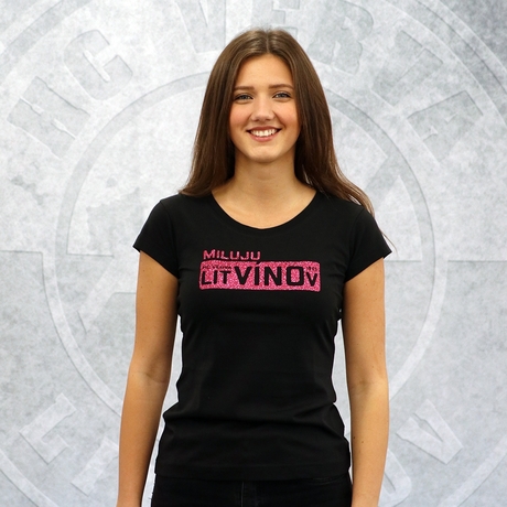 Dámské tričko KR - růžový nápis miluju litVÍNOv